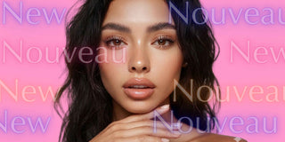 Femme avec cils longs effet lash lift naturel et teint lumineux sur fond rose – beauté du regard Misencil