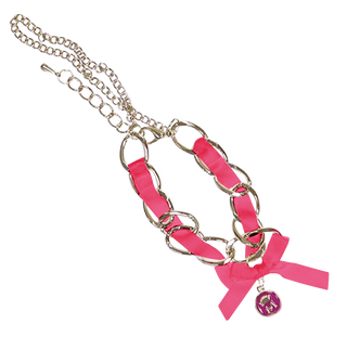 Bracelets chaîne argentée avec ruban, style féminin et tendance, modèles rose  Misencil.