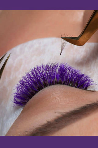 Pose de bouquets préfaits Bloom Violet Misencil, extensions de cils colorées pour un regard audacieux